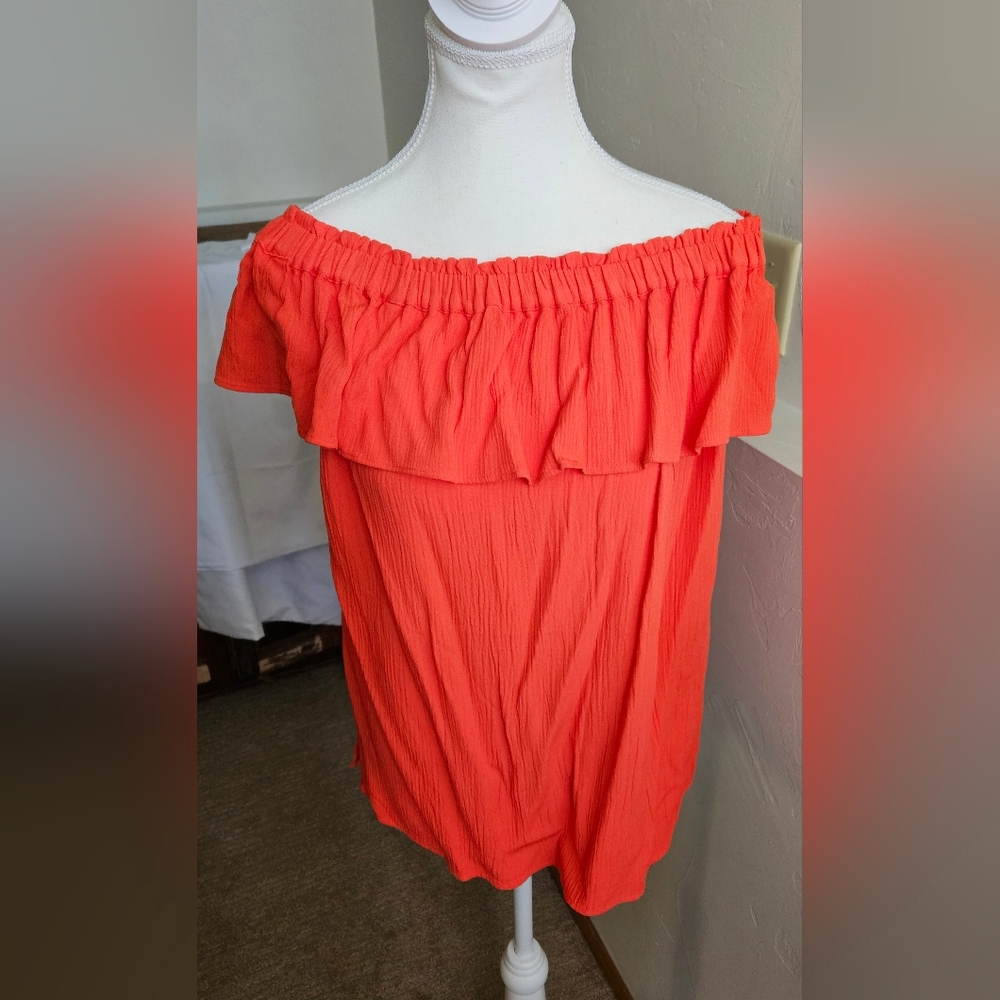 NEW Loft orange-red off the shoulder blouse